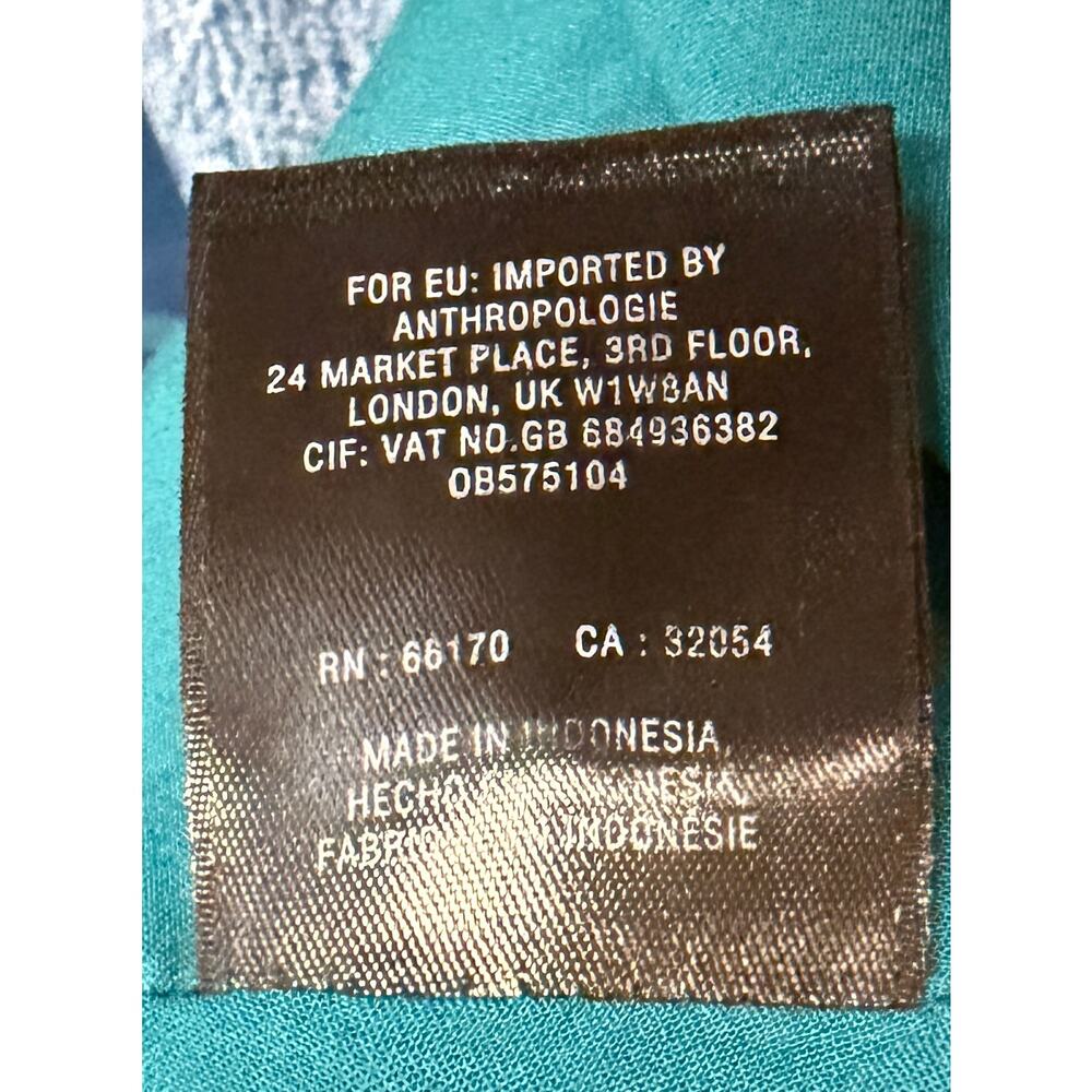 Maeve Anthropologie Dress 4 Teal Shift Cold Shoulder Ruffle Lined Women EUC - Picture 8 of 10